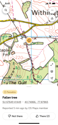 An ordnance survey map on a phone.